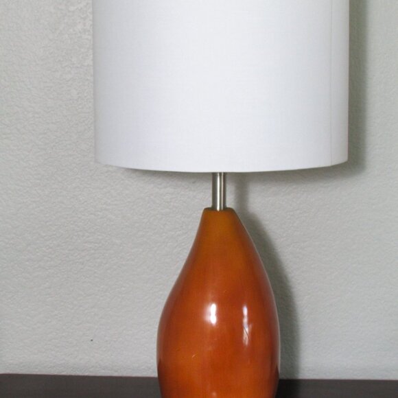 Mid Century Modern Bean Shaped Base Wood Tone Lamp - Picture 1 of 8